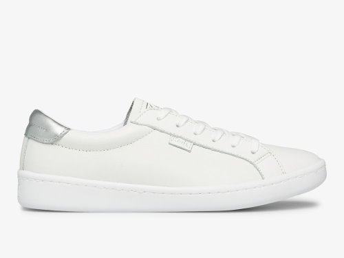 Dámské Kůže Sneakers Keds Ace Læder Bílé Stříbrné | CZ-85160