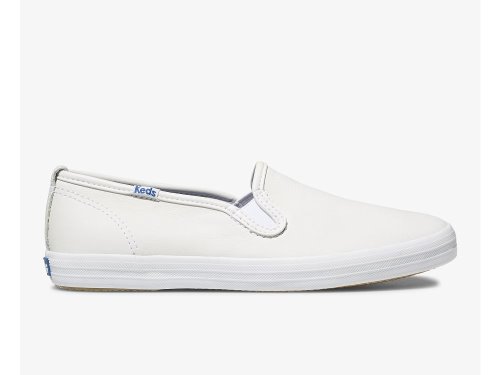 Dámské Kůže Sneakers Keds Champion Slip On Læder Bílé | CZ-71593