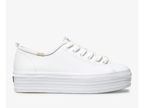 Dámské Platform Sneakers Keds Triple Up Læder Bílé | CZ-81769