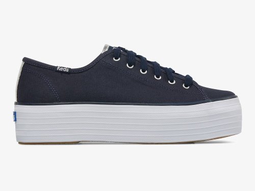 Dámské Platform Sneakers Keds Triple Up Platene Tmavě Blankyt Stříbrné | CZ-81850