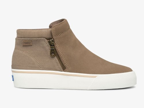 Dámské SlipOnTenisky Keds Cooper Zip Bootie Hnědé | CZ-74952