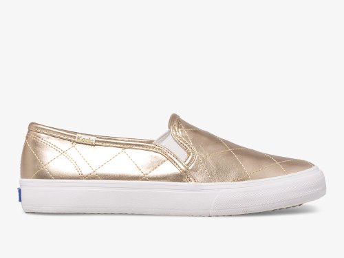 Dámské SlipOnTenisky Keds Double Decker Prošívaný Metallic Zlaté | CZ-57756