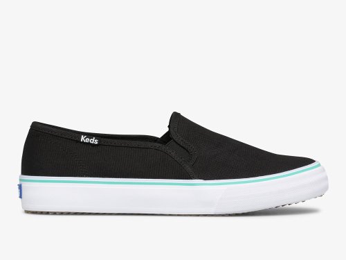 Dámské SlipOnTenisky Keds Double Decker Platene Washable Černé Tyrkysové | CZ-89689