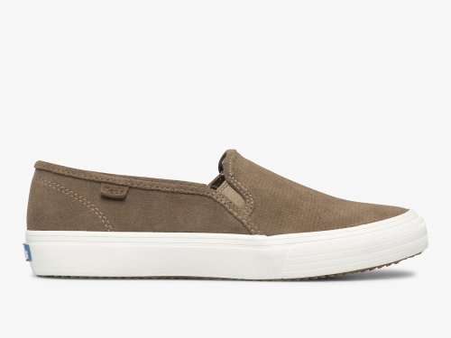 Dámské SlipOnTenisky Keds Double Decker Perf Semišové Hnědožlutý | CZ-92644