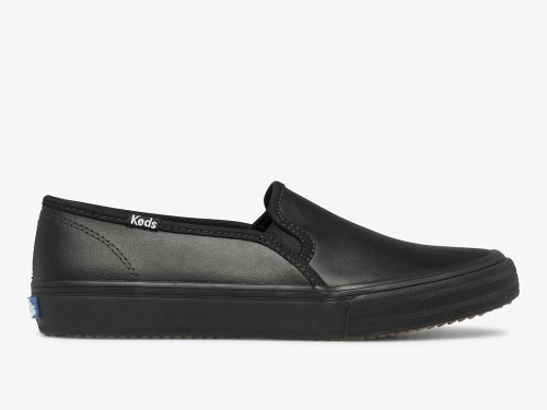 Dámské SlipOnTenisky Keds Double Decker Læder Černé Černé | CZ-96034