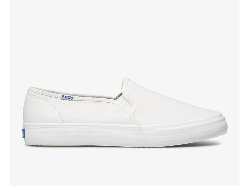 Dámské SlipOnTenisky Keds Double Decker Læder Bílé | CZ-97416