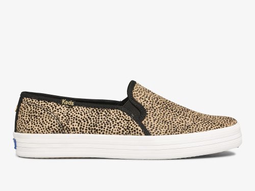 Dámské SlipOnTenisky Keds Kate Spade New York Double Decker Tiny Dot Calf Hair Hnědé Černé | CZ-45442