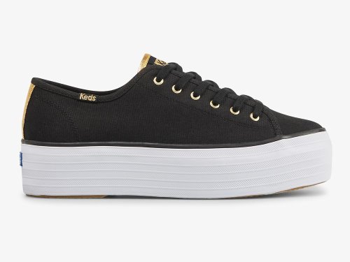 Dámské Tenisové Boty Keds Triple Up Platene Černé Zlaté | CZ-66634