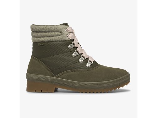 Dámské ŠněrovacíBoty Keds Camp Boot Semišové & Splash Twill w/ Thinsulate™ Olivy Zelené | CZ-90731