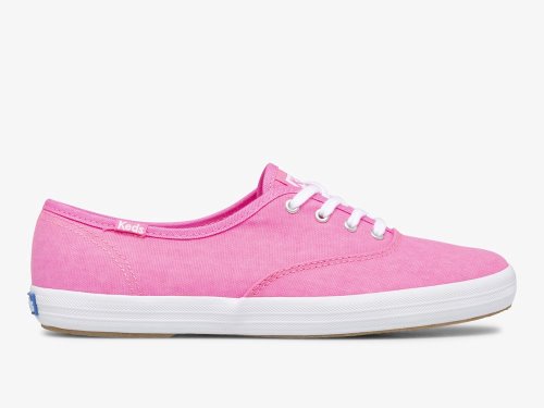 Dámské ŠněrovacíBoty Keds Champion Platene Neon Washable Růžové | CZ-79227