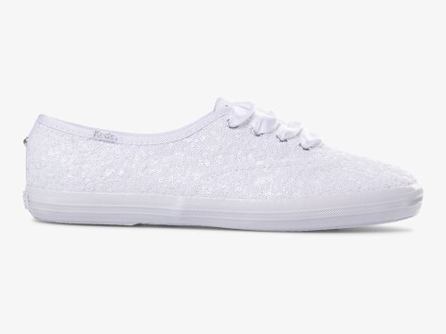 Dámské ŠněrovacíBoty Keds Champion Sequins Bílé | CZ-30752