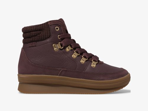 Dámské ŠněrovacíBoty Keds Midland Boot Luxe Læder w/ Thinsulate™ Vínové | CZ-95464