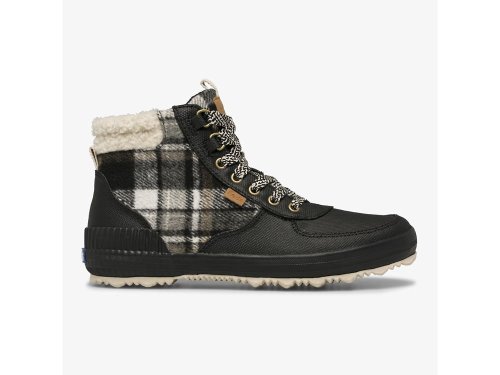 Dámské ŠněrovacíBoty Keds Scout Boot III Vody Resistant Twill Plaid w/ Thinsulate™ Černé | CZ-23787