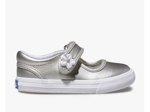 Dívčí Kůže Sneakers Keds Ella Mary Jane Stříbrné | CZ-33624