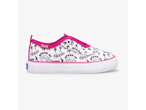 Dívčí SlipOnTenisky Keds Topkick Washable Slip On Jr Bílé Růžové | CZ-85549