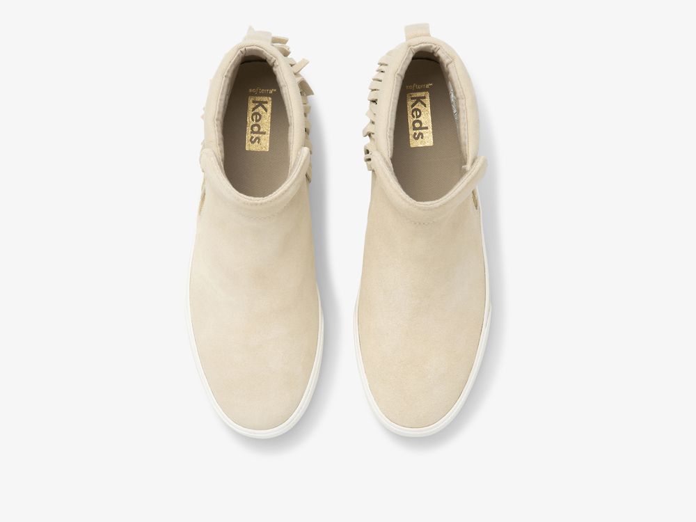 Dámské Boty Keds Cooper Zip Fringe Semišové Béžový | CZ-10868