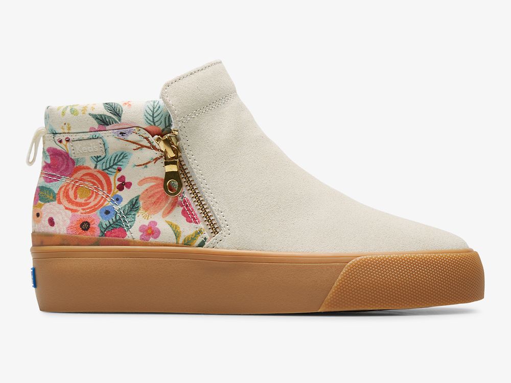 Dámské Boty Keds Rifle Paper Co. Cooper Zip Bootie Garden Party Hnědé | CZ-33042