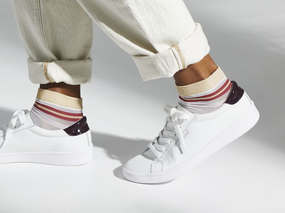 Dámské Kůže Sneakers Keds Ace Læder Bílé Vínové | CZ-40174