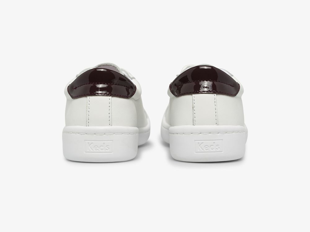 Dámské Kůže Sneakers Keds Ace Læder Bílé Vínové | CZ-40174