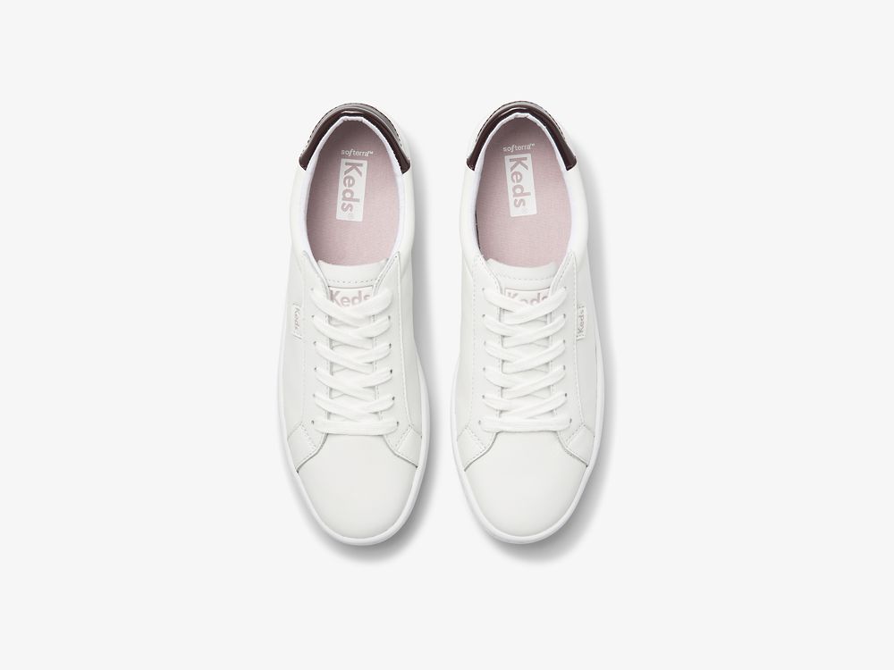 Dámské Kůže Sneakers Keds Ace Læder Bílé Vínové | CZ-40174