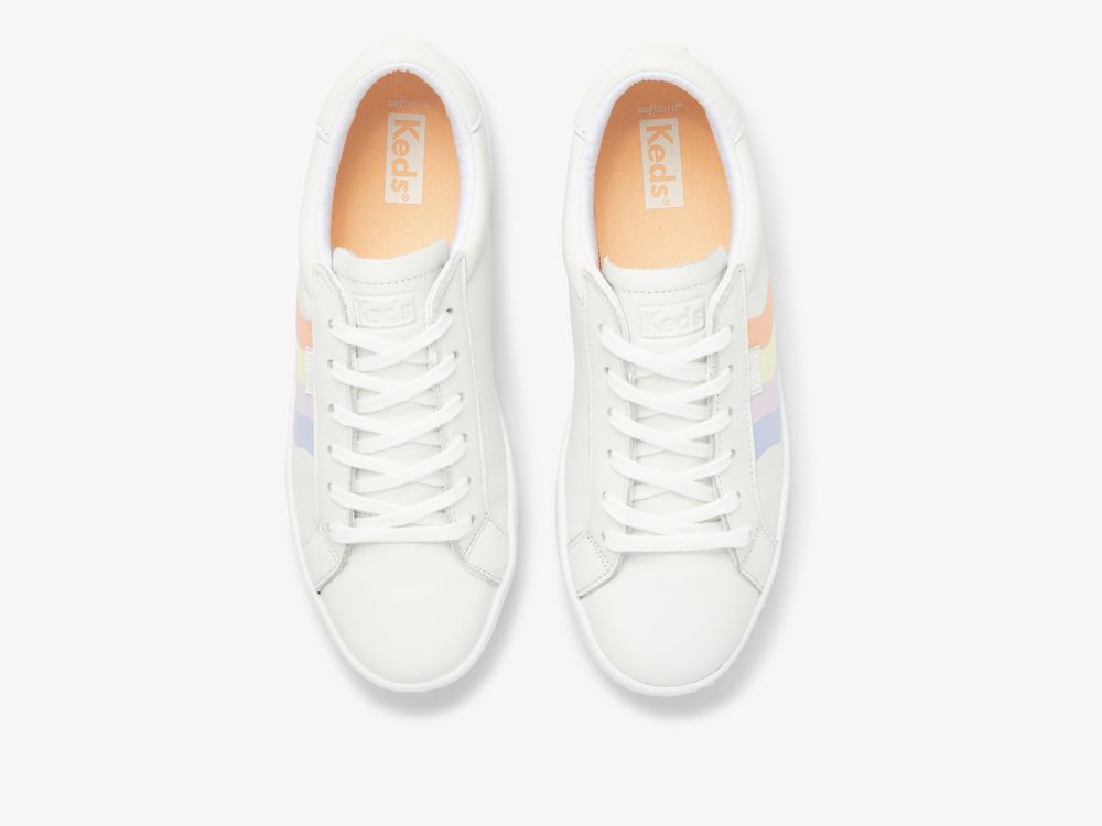 Dámské Kůže Sneakers Keds Ace Læder Wavy Print Bílé Viacfarebný | CZ-88840