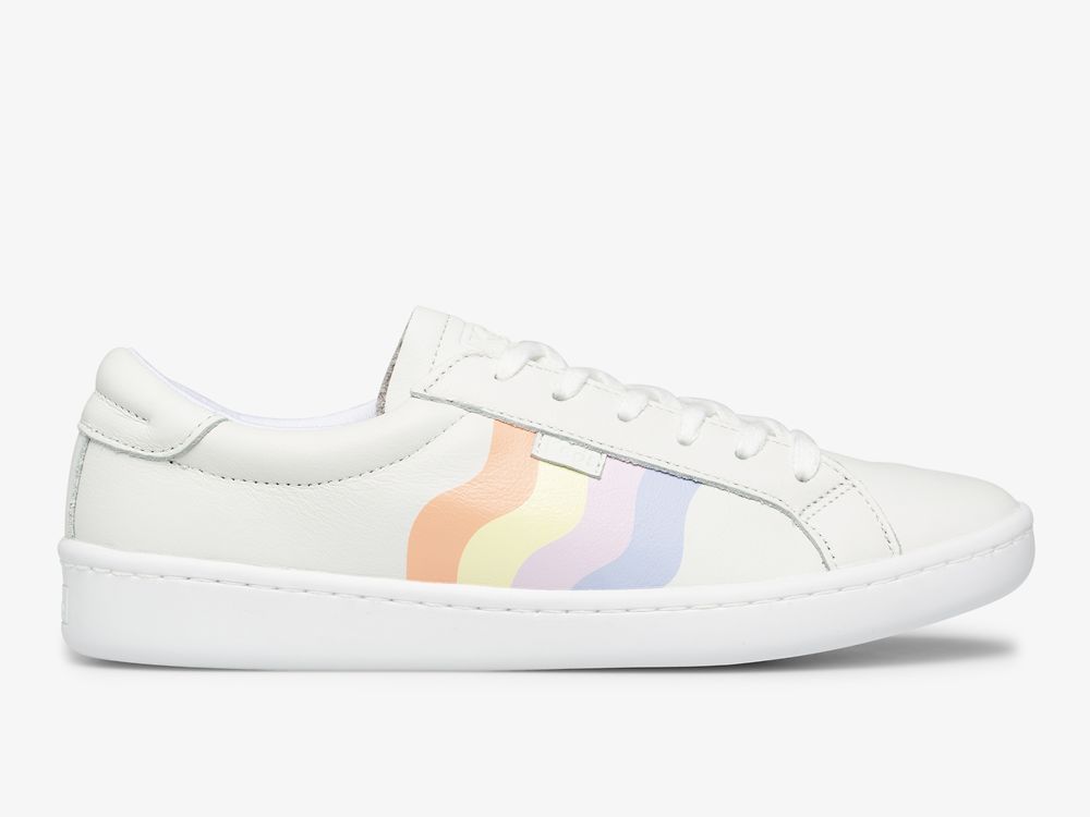 Dámské Kůže Sneakers Keds Ace Læder Wavy Print Bílé Viacfarebný | CZ-88840