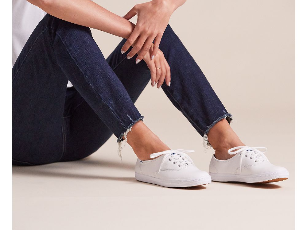 Dámské Kůže Sneakers Keds Champion Originál Læder Bílé | CZ-84004