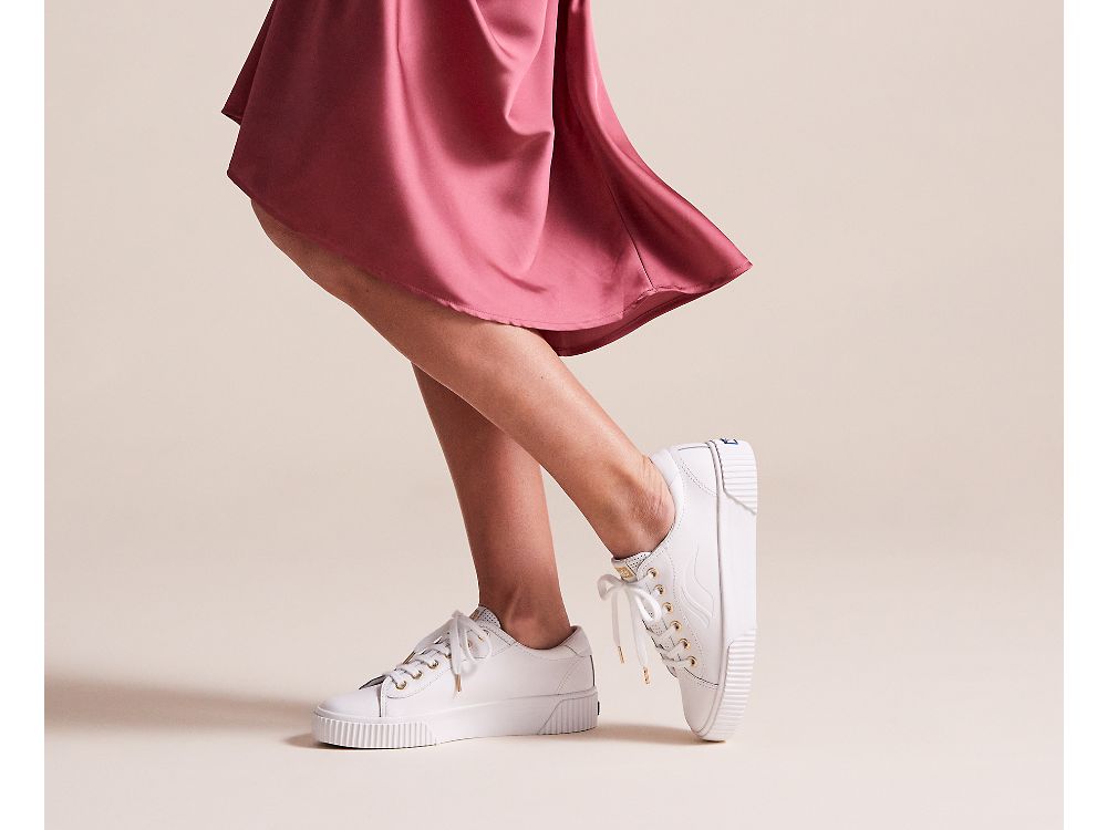 Dámské Kůže Sneakers Keds Crew Kick Alto Læder Bílé | CZ-97203