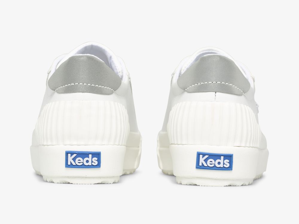 Dámské Kůže Sneakers Keds Demi TRX Læder Bílé Stříbrné | CZ-67963