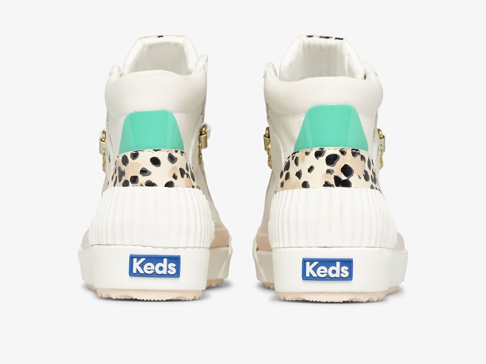 Dámské Kůže Sneakers Keds Demi TRX Mid Læder Krém Leopard | CZ-41900