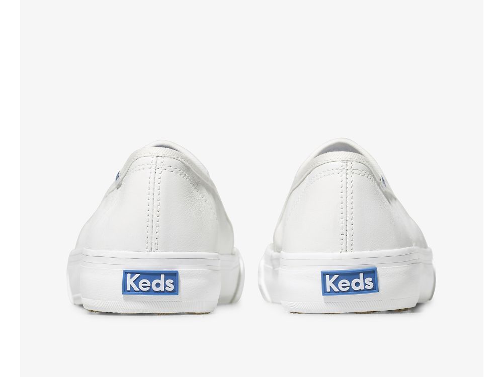 Dámské Kůže Sneakers Keds Double Decker Læder Bílé | CZ-36228