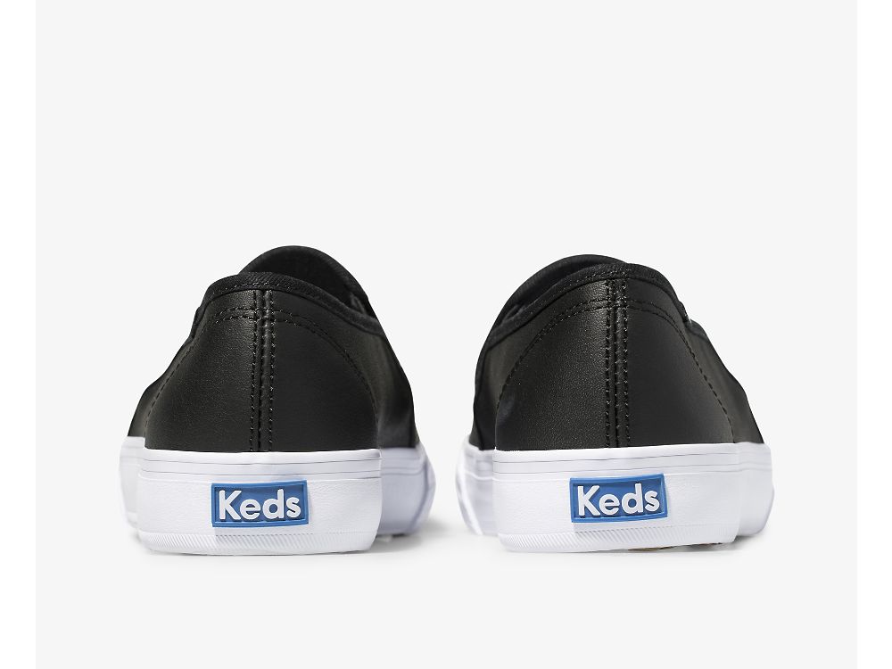 Dámské Kůže Sneakers Keds Double Decker Læder Černé | CZ-91498