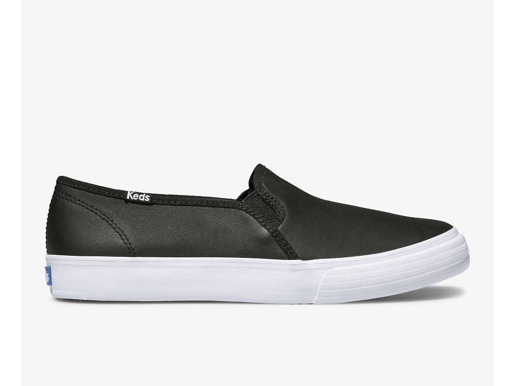 Dámské Kůže Sneakers Keds Double Decker Læder Černé | CZ-91498