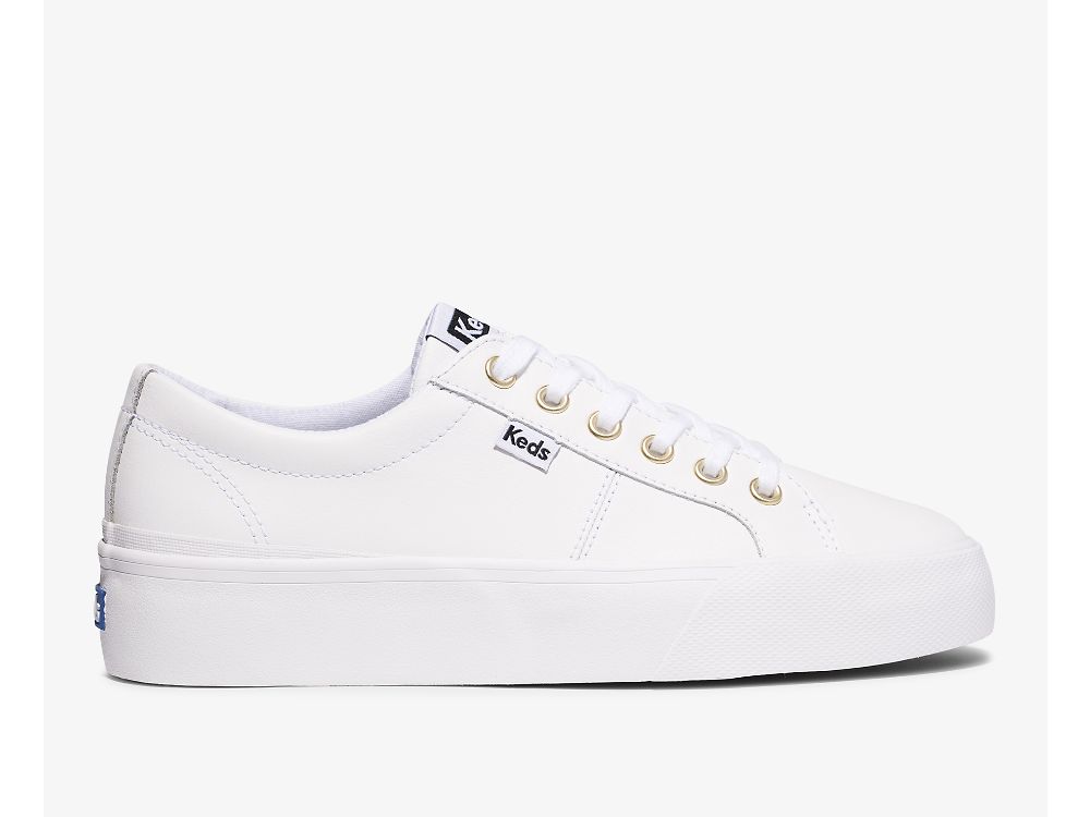 Dámské Kůže Sneakers Keds Jump Kick Duo Læder Bílé | CZ-36328