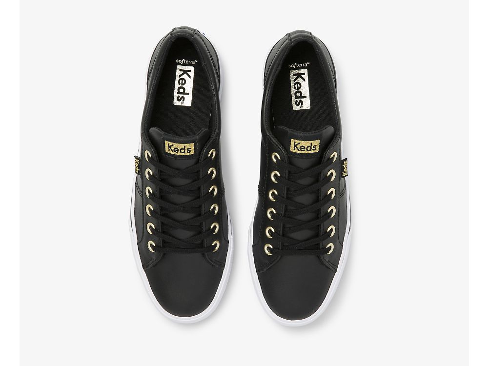 Dámské Kůže Sneakers Keds Jump Kick Duo Læder Černé | CZ-88140