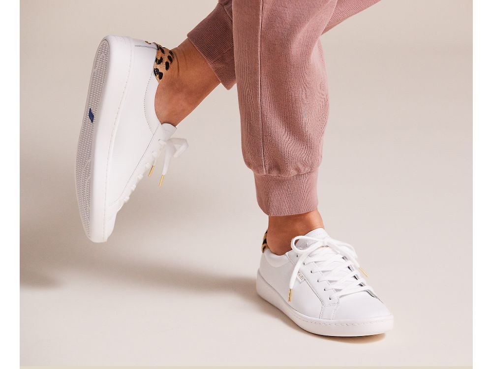 Dámské Kůže Sneakers Keds Kate Spade New York Ace Læder Calf Hair Bílé Leopard | CZ-24061