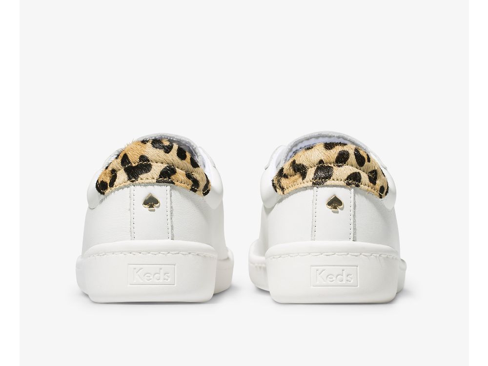 Dámské Kůže Sneakers Keds Kate Spade New York Ace Læder Calf Hair Bílé Leopard | CZ-24061