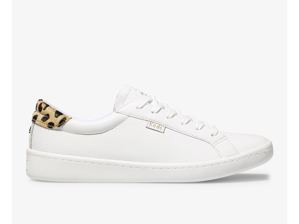 Dámské Kůže Sneakers Keds Kate Spade New York Ace Læder Calf Hair Bílé Leopard | CZ-24061