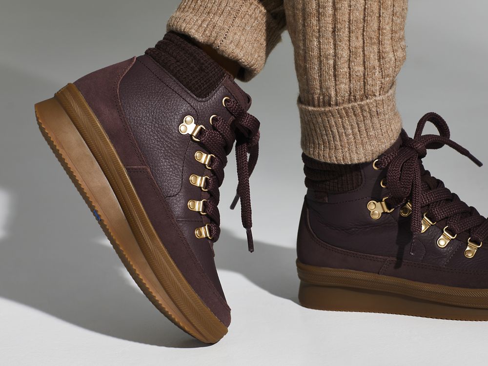 Dámské Kůže Sneakers Keds Midland Boot Luxe Læder w/ Thinsulate™ Vínové | CZ-87336