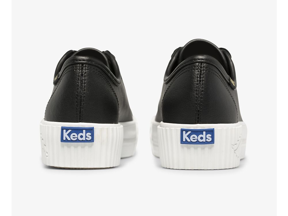 Dámské Kůže Sneakers Keds Triple Kick AMP Læder Černé | CZ-26297