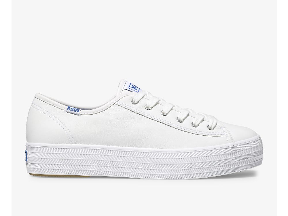 Dámské Kůže Sneakers Keds Triple Kick Læder Bílé | CZ-46399