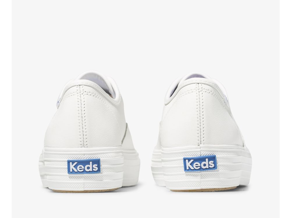 Dámské Kůže Sneakers Keds Triple Læder Bílé | CZ-20840