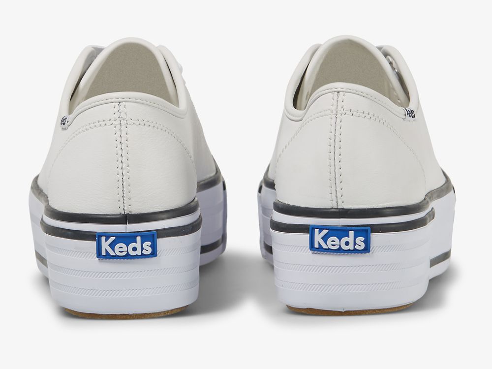 Dámské Kůže Sneakers Keds Triple Up Læder Bumper Foxin Bílé | CZ-35881