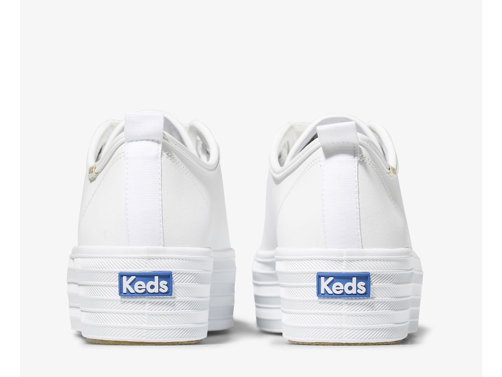 Dámské Kůže Sneakers Keds Triple Up Læder Bílé | CZ-85068