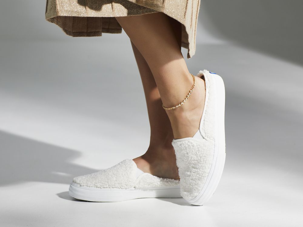 Dámské Pantofle Keds Double Decker Mule Faux Shearling Krém | CZ-64155