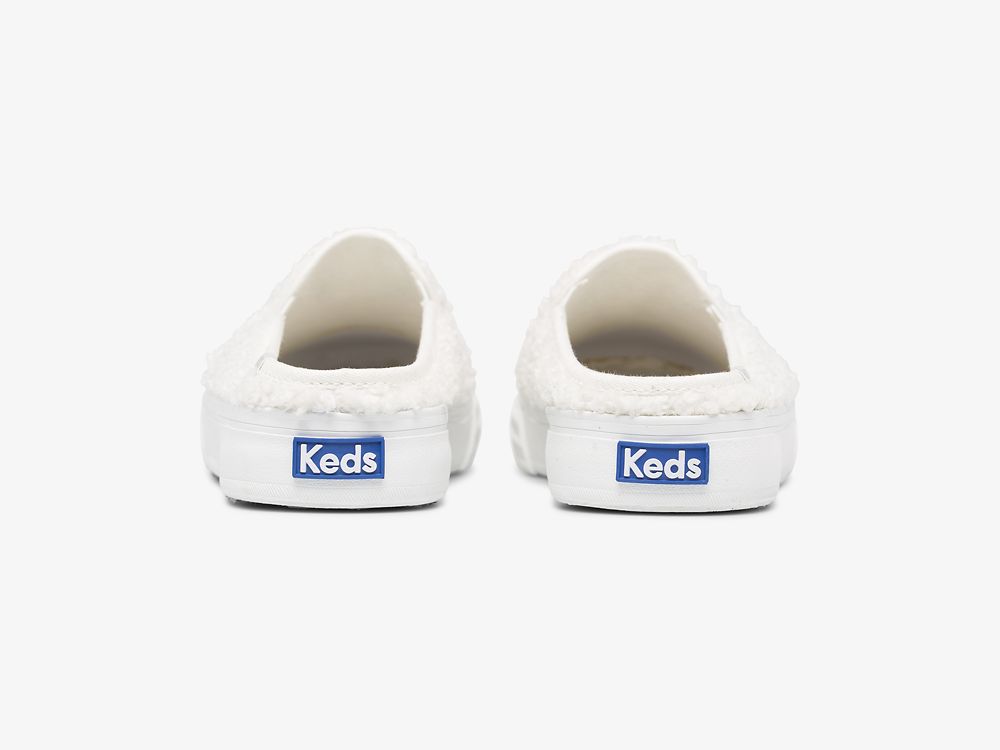 Dámské Pantofle Keds Double Decker Mule Faux Shearling Krém | CZ-64155