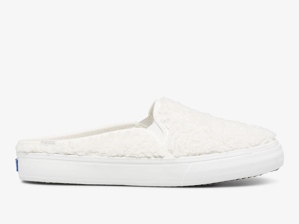 Dámské Pantofle Keds Double Decker Mule Faux Shearling Krém | CZ-64155