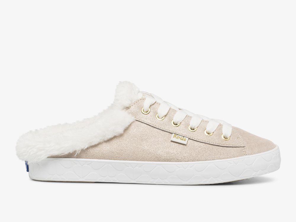 Dámské Pantofle Keds Kate Spade New York Kickstart Mule Fur Collar Glitter Semišové Viacfarebný | CZ-32944