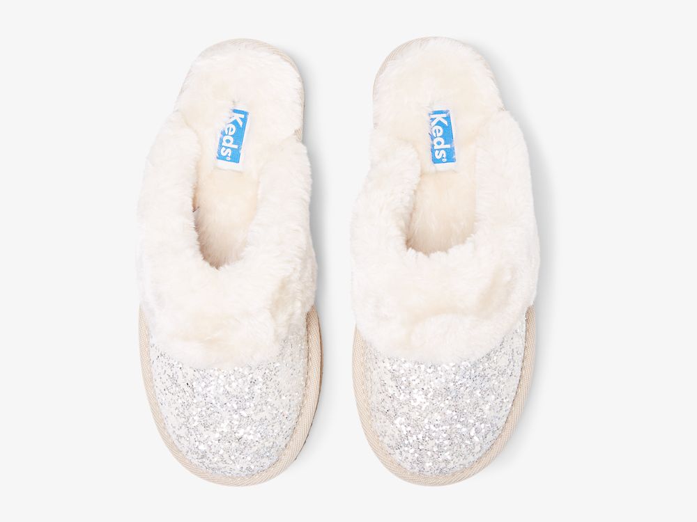 Dámské Pantofle Keds Mule Pantofle Glitter Bílé | CZ-29826