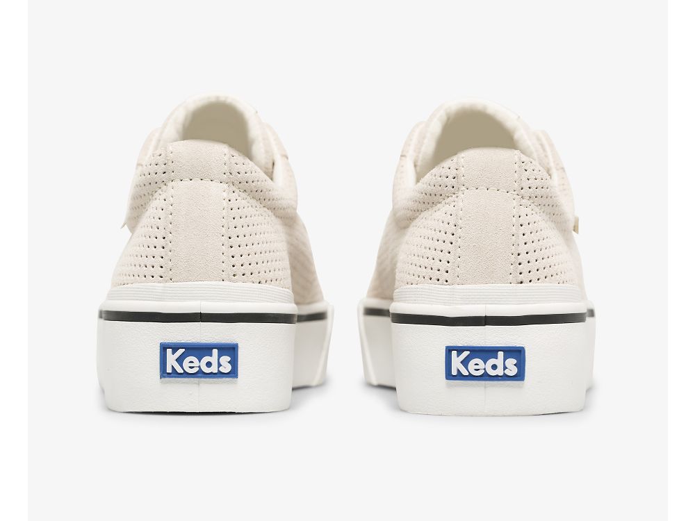 Dámské Platform Sneakers Keds Jump Kick Duo Semišové Bílé | CZ-92905